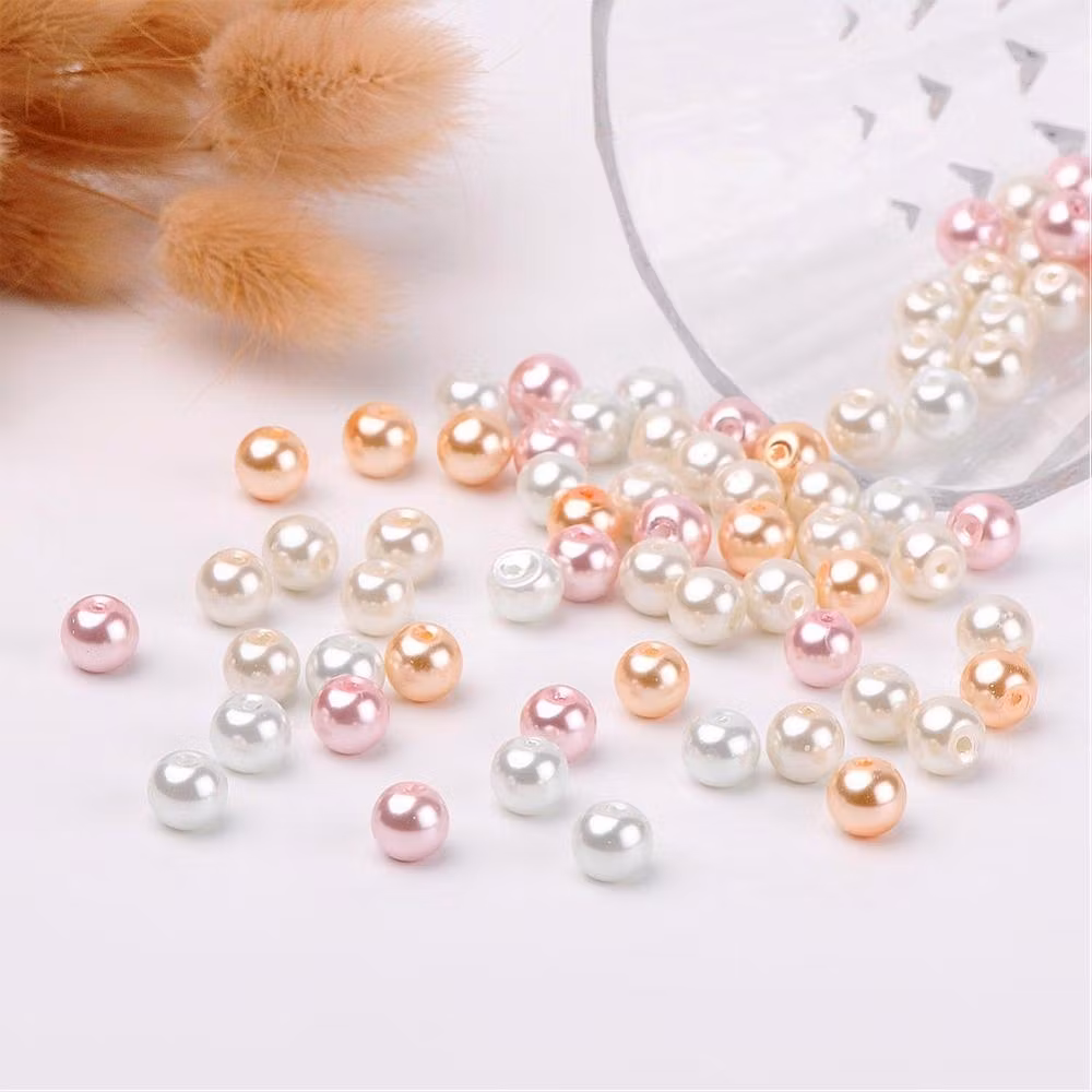Glaspärlor, 8mm, 100st, Barely Pink Mix