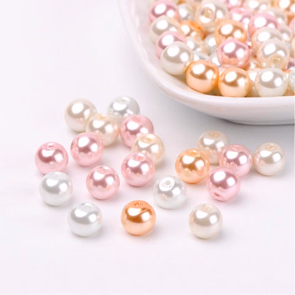 Glaspärlor, 8mm, 100st, Barely Pink Mix