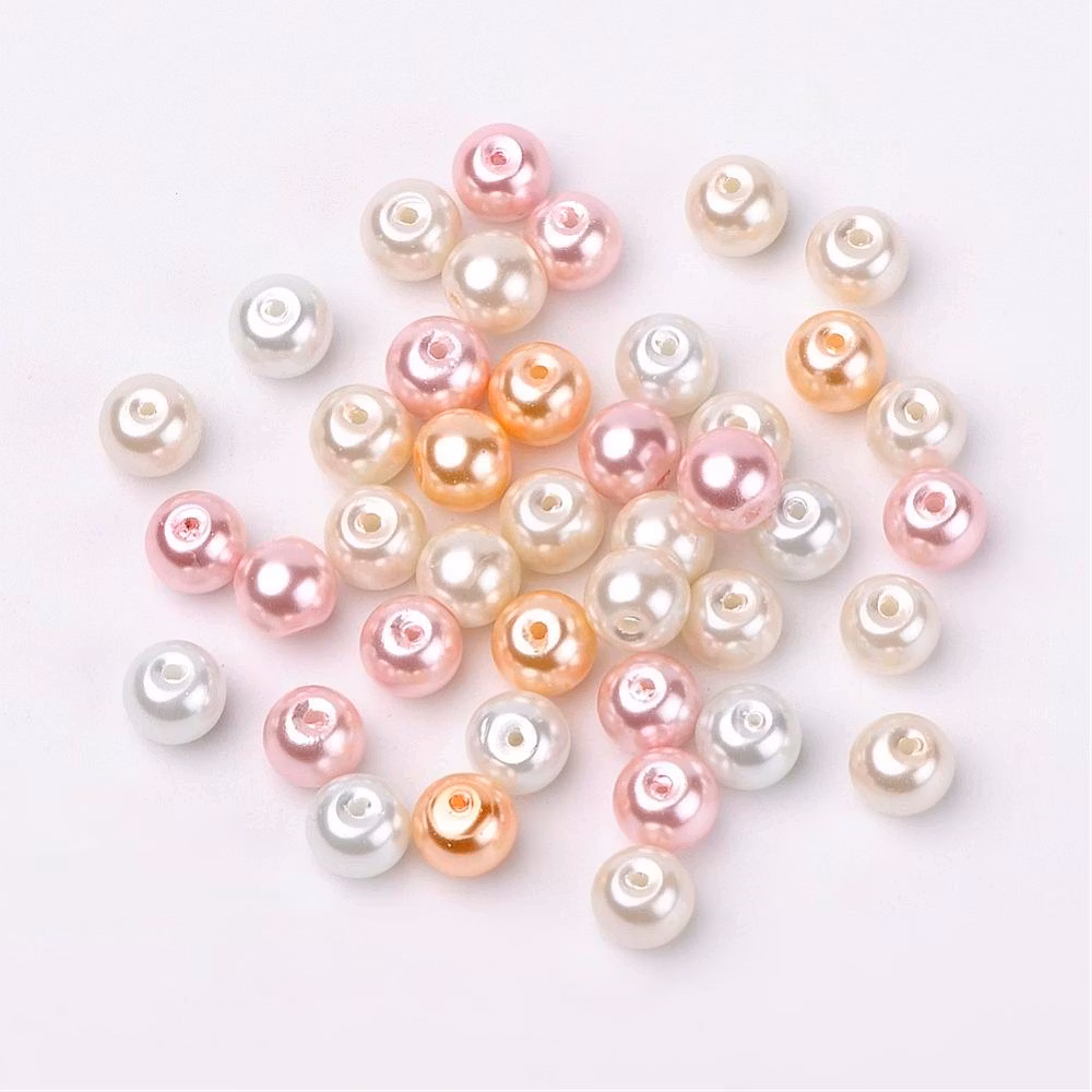 Glaspärlor, 8mm, 100st, Barely Pink Mix