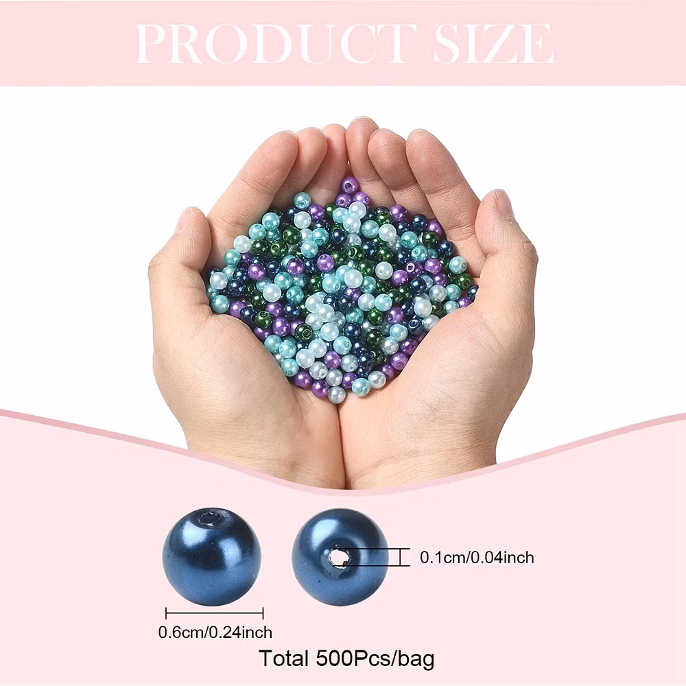 Glaspärlor, 6mm, 500st, Mixed Color