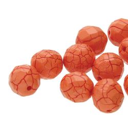 Tjeckiska Firepolish, 4mm, Orange/Dark Red