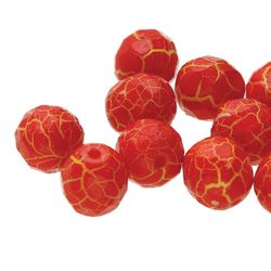 Tjeckiska Firepolish, 4mm, Red/Yellow