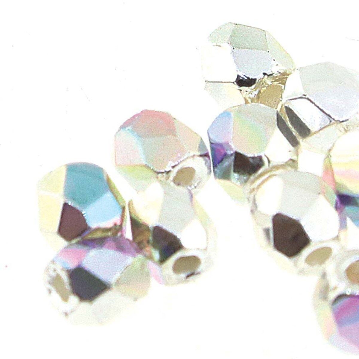 Tjeckiska Firepolish, 3mm, Silver Plate AB