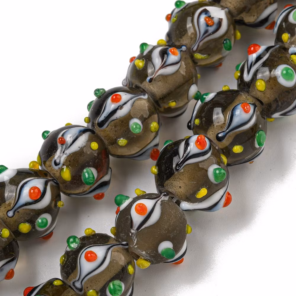 Lampwork, Glaspärlor, 1st, Bumpy, Round, Coffee