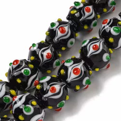 Lampwork, Glaspärlor, 1st, Bumpy, Round, Black
