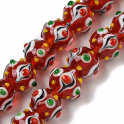 Lampwork, Glaspärlor, 1st, Bumpy, Round, Red