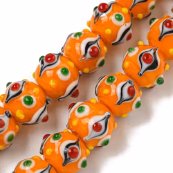 Lampwork, Glaspärlor, 1st, Bumpy, Round, Dark Orange