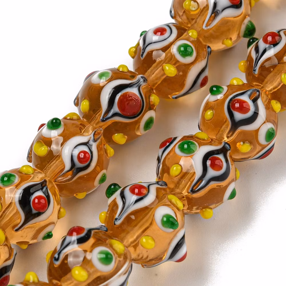 Lampwork, Glaspärlor, 1st, Bumpy, Round, Orange