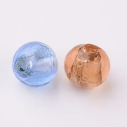 Lampwork, Glaspärlor, Silverfoil, 20 st, Round, Mixed Color