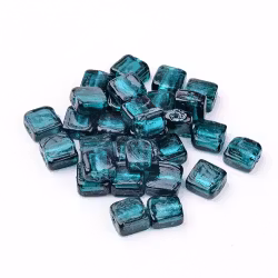 Lampwork, Glaspärlor, Silverfoil, 20 st, Square, Teal