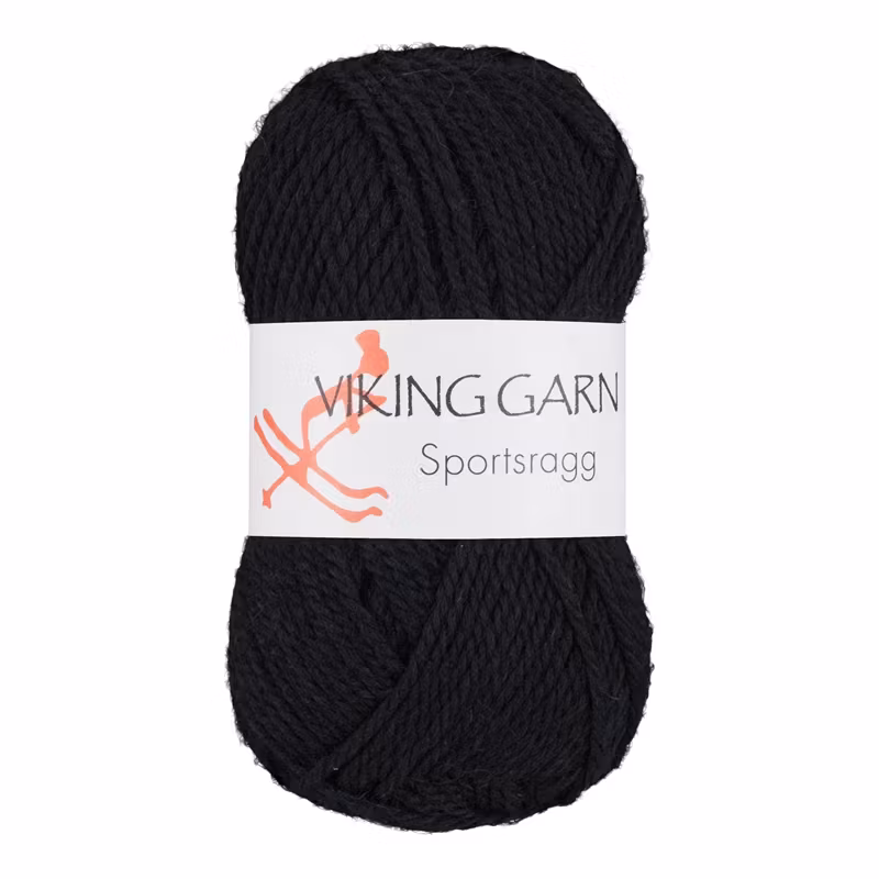 Garn Sportsragg, 50g, Svart 550
