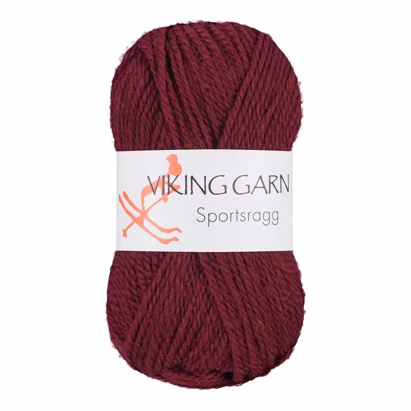 Garn Sportsragg, 50g, Mörk Vinröd 555