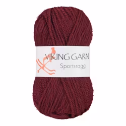 Garn Sportsragg, 50g, Mörk Vinröd 555