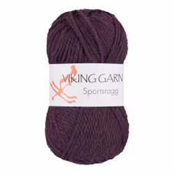 Garn Sportsragg, 50g, Mörk lila 578
