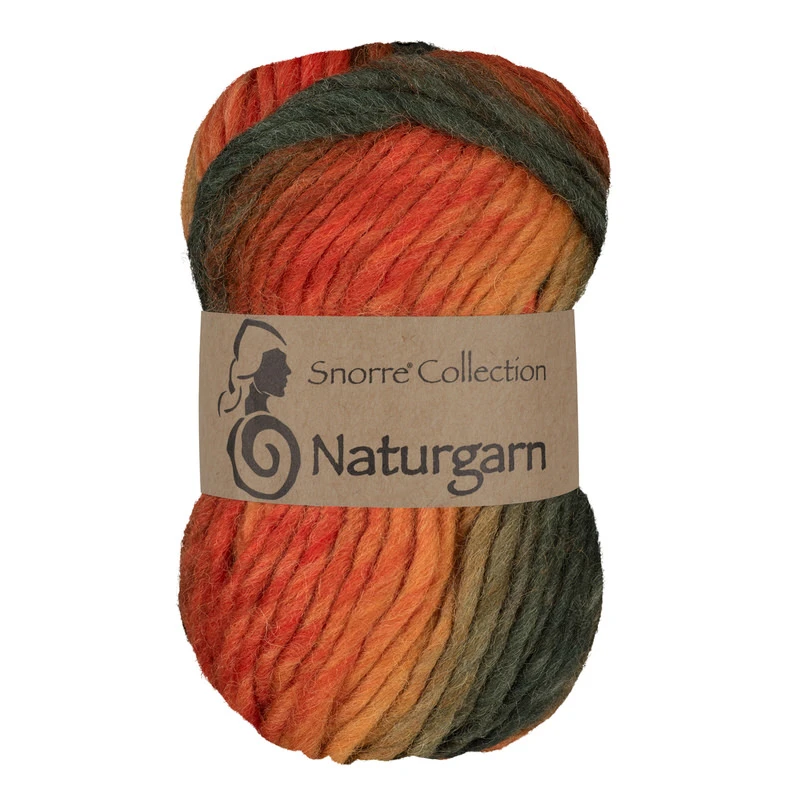 Naturgarn 659 Multi orange/brun – 100% ull, för stickning och tovning.