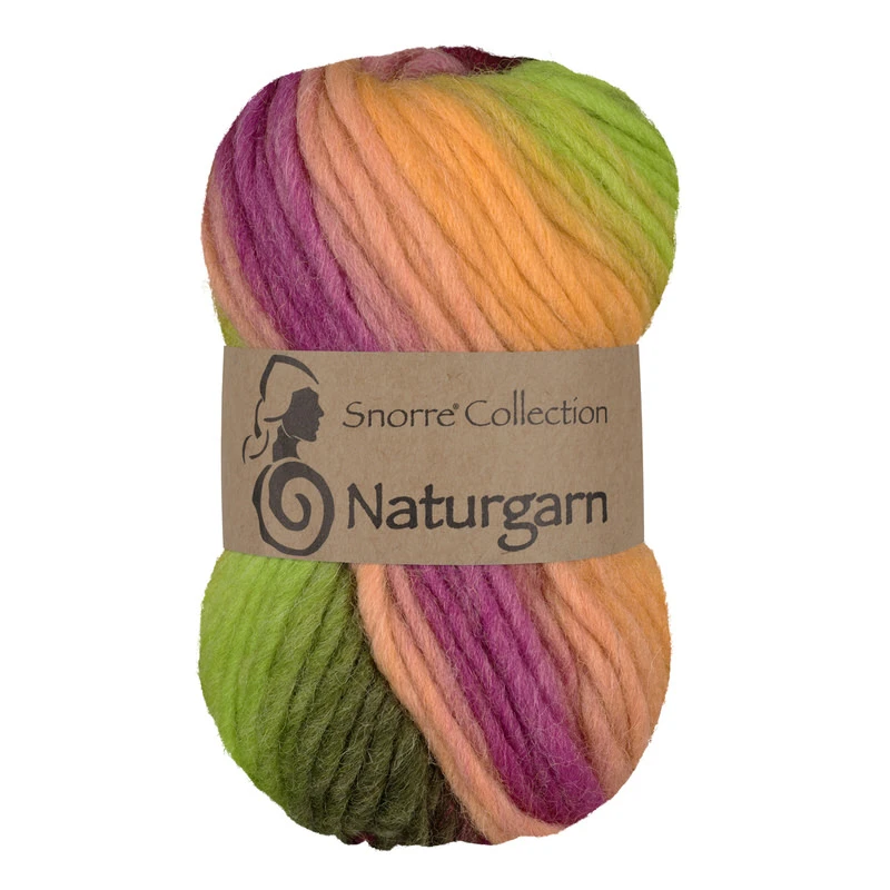 Naturgarn 644 Multi gul/grön – 100% ull, för stickning och tovning.