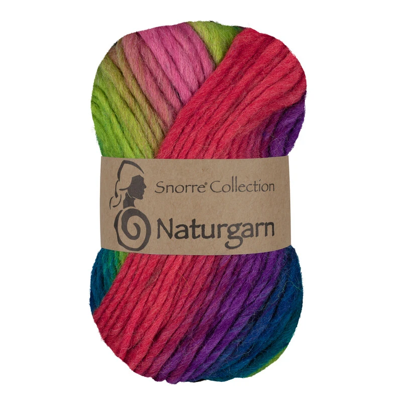 Naturgarn 638 Multi grön/rosa – 100% ull, för stickning och tovning.