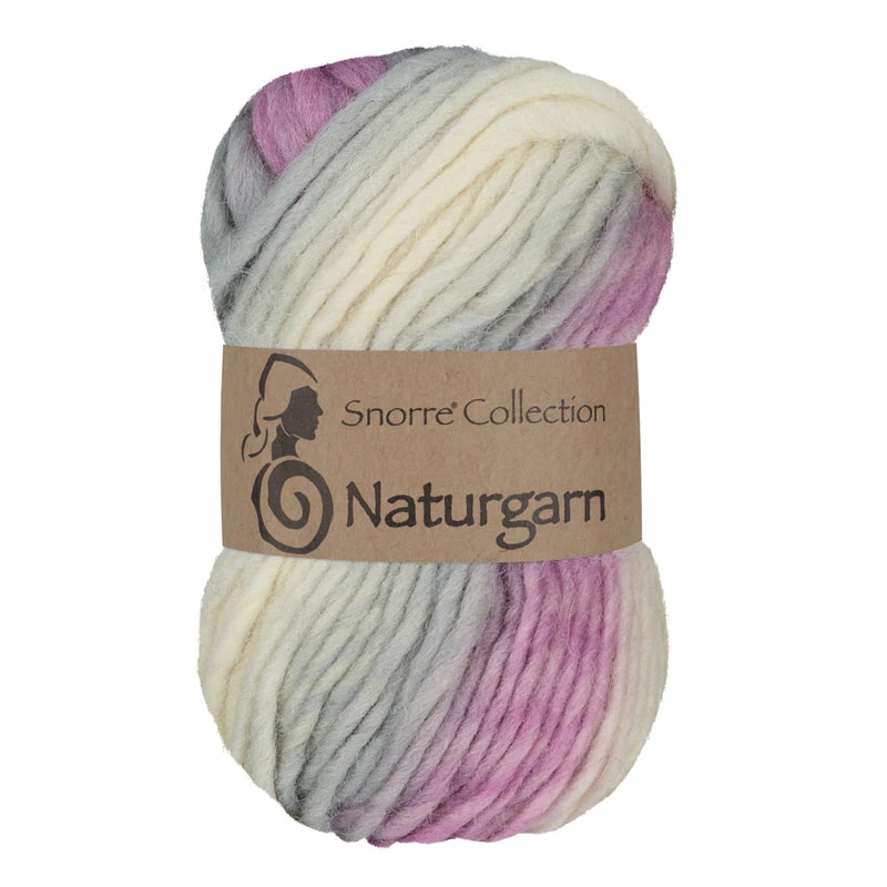 Naturgarn 677 Multi rosa/grå – 100% ull, för stickning och tovning.