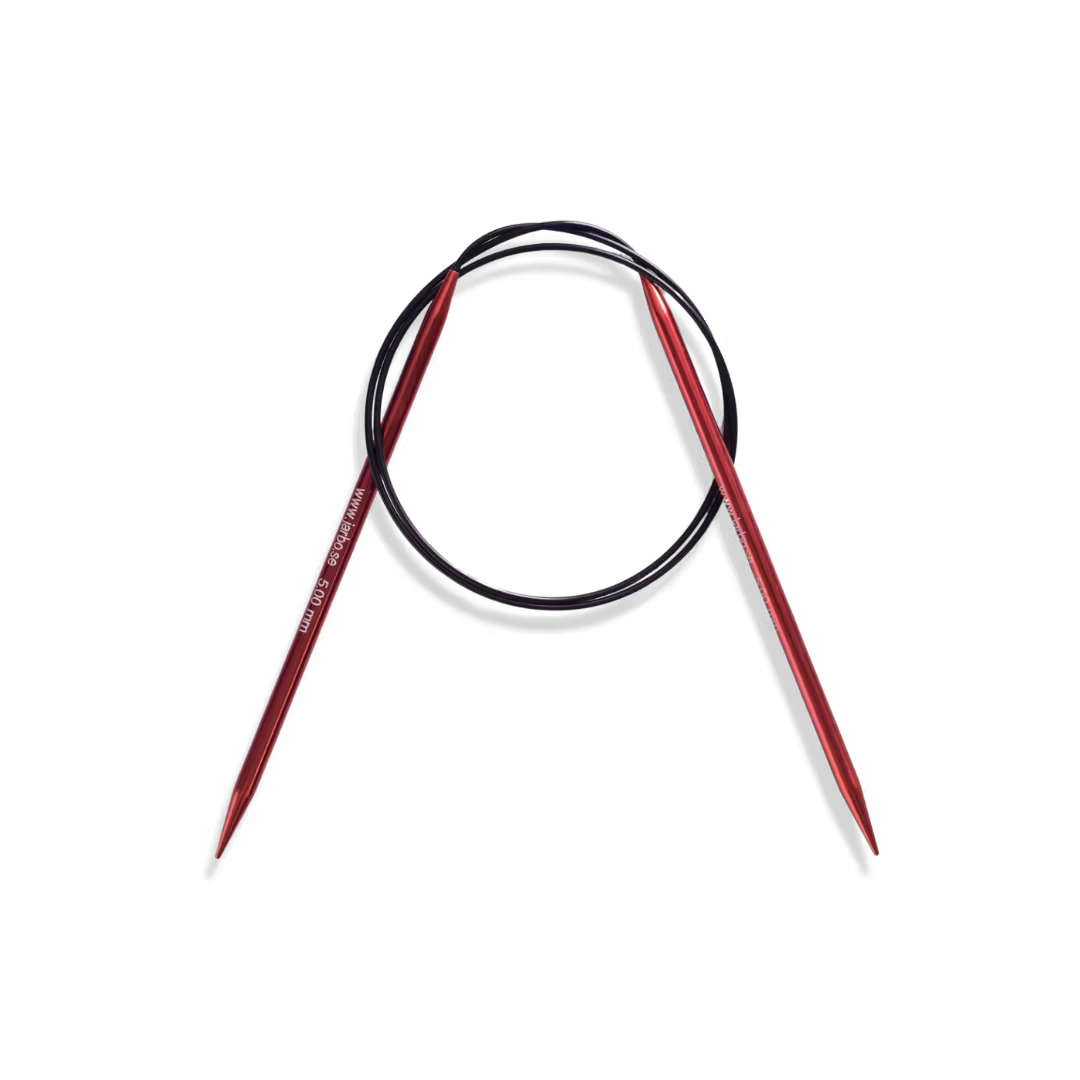 Frilagd produkt: cirkulär sticka i aluminium med flexibel vajer/kabel.