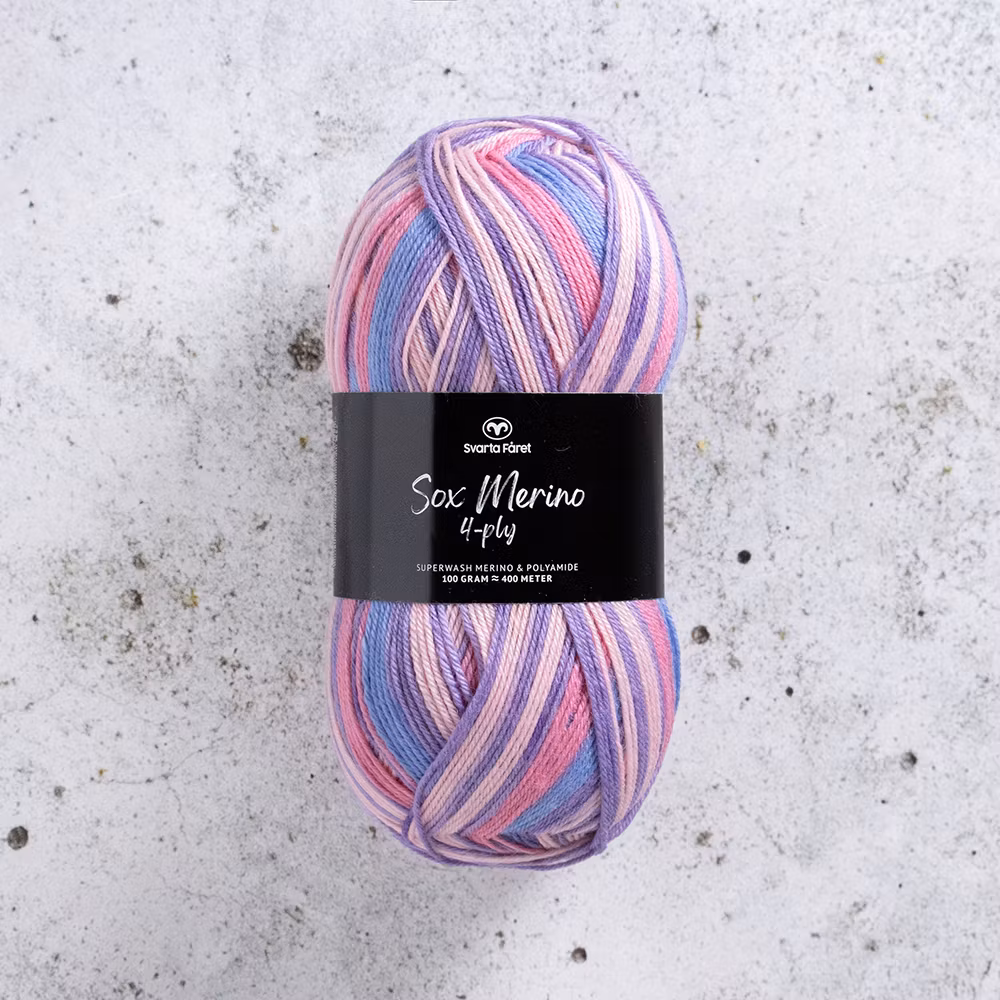 Svarta Fåret Sox Merino 4 ply Bubblegum Pop 100g nystan sockgarn