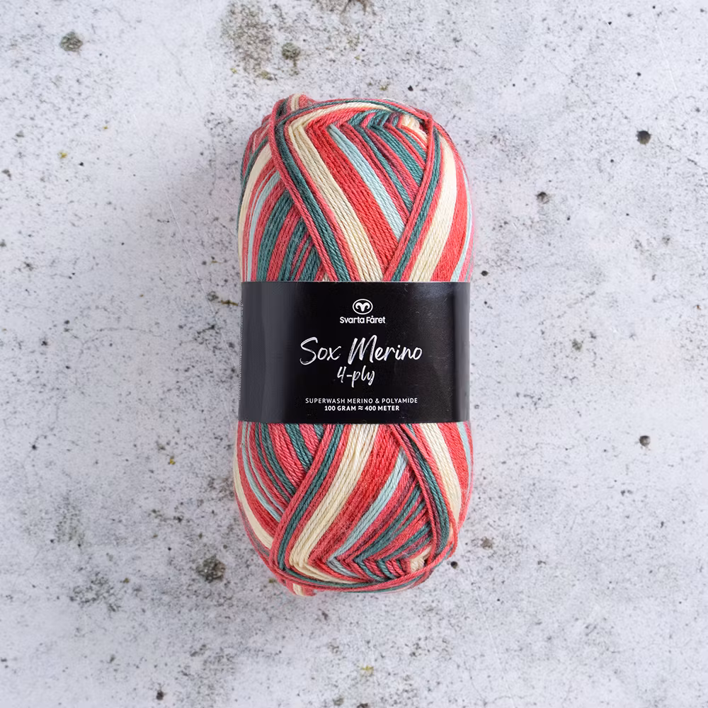 Svarta Fåret Sox Merino 4 ply Apple Cart 100g nystan sockgarn