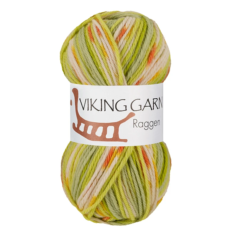 Viking Garn Raggen 150g färg 733 multi ljusgrön nystan sockgarn