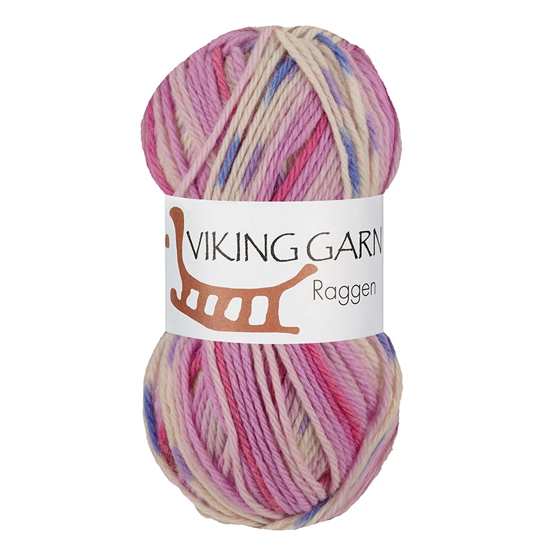 Viking Garn Raggen 150g färg 768 multi ljusrosa nystan sockgarn