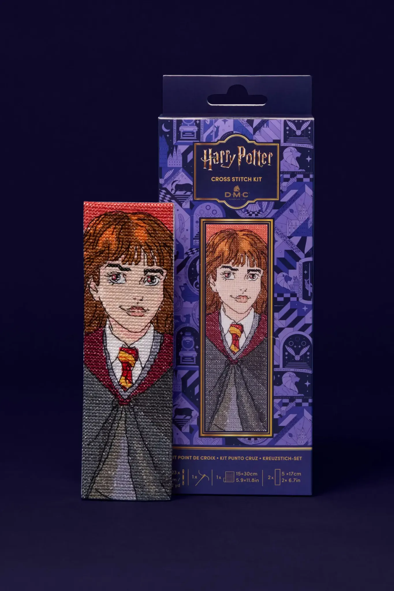 DMC Harry Potter – Korsstygnskit bokmärke Hermione – kit och förpackning