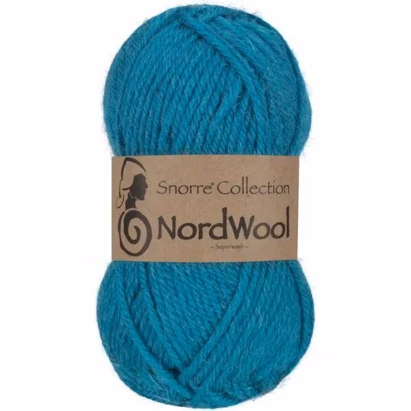 Snorre Collection Nordwool, 50g, 129 Turkos – helt garnnystan med Nordwool-banderoll.