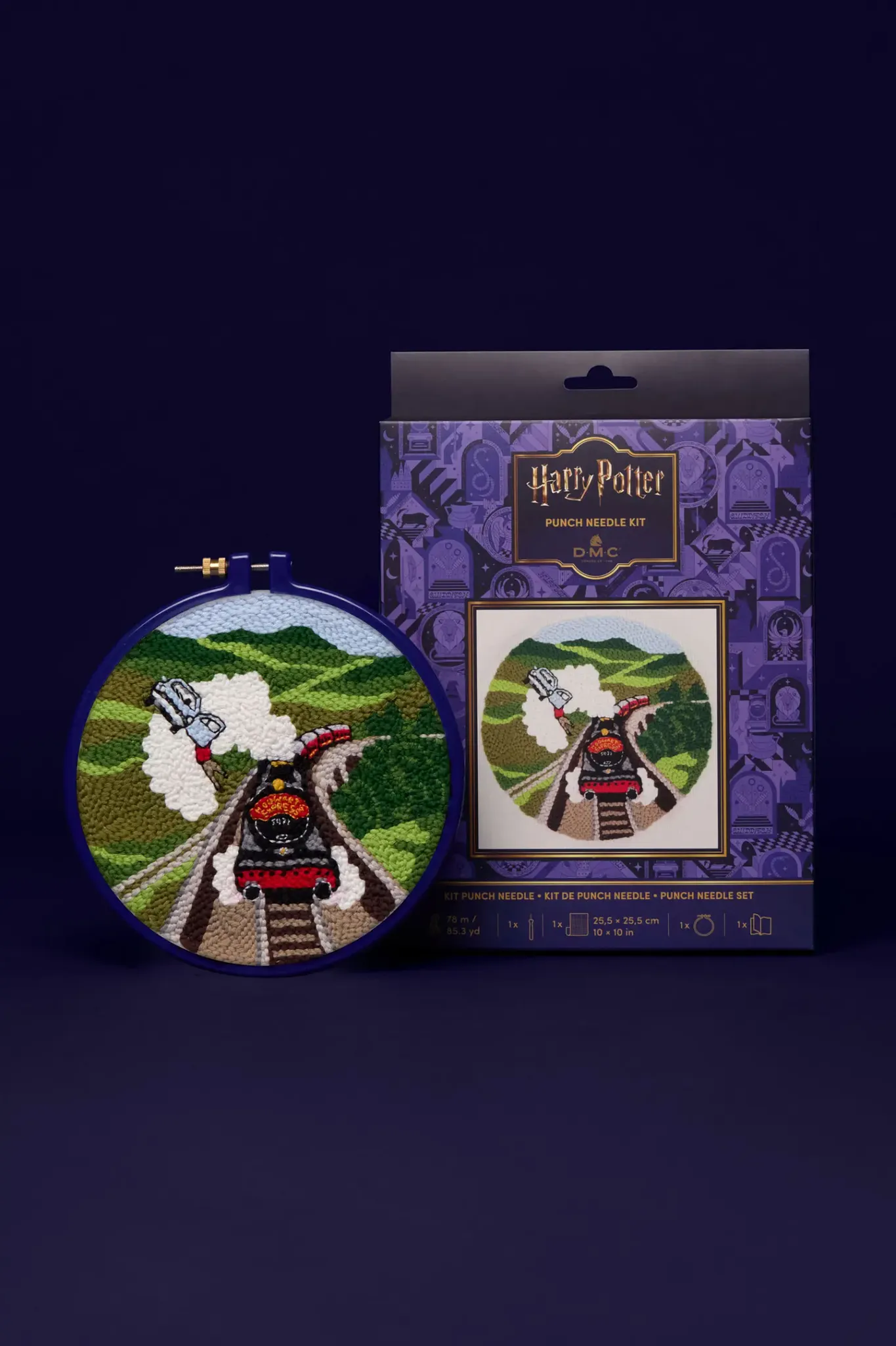 DMC Harry Potter – Punch needle-kit Flygande bilen – kit och förpackning