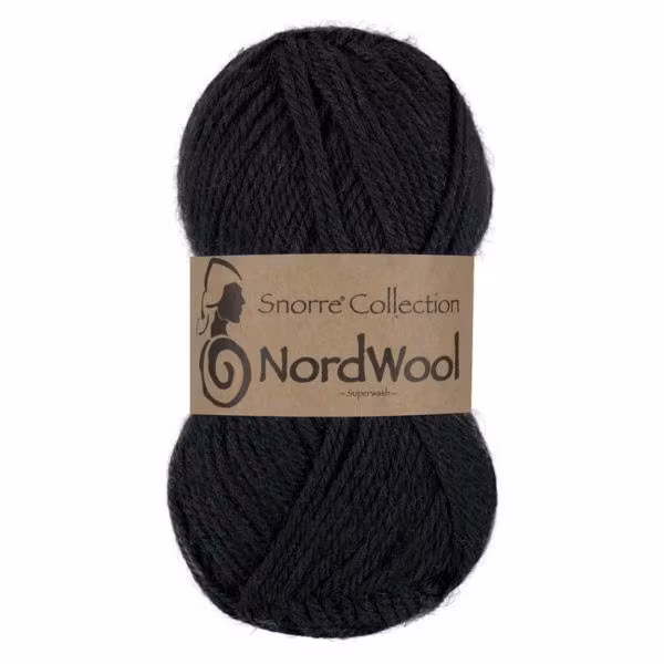 Snorre Collection Nordwool, 50g, 103 Svart – helt garnnystan med Nordwool-banderoll.
