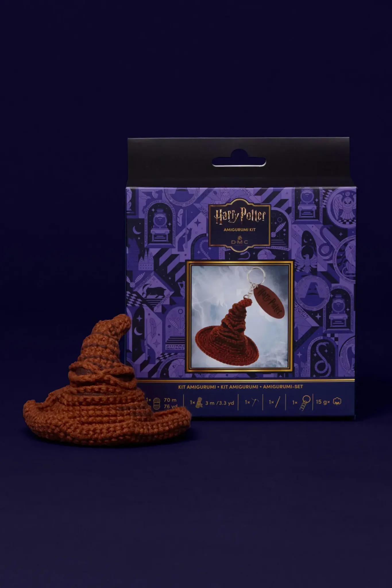 DMC Harry Potter – Virkkit nyckelring Sorteringshatten – kit och förpackning