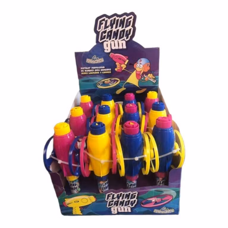 Flying candy gun.
