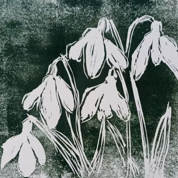 "Snowdrops" - Linoprint