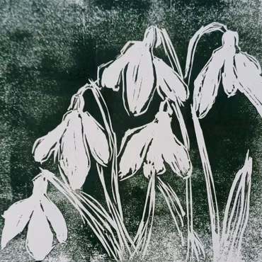 "Snowdrops" - Linoprint