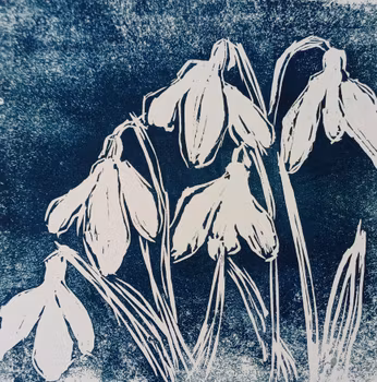"Snowdrops" - Linoprint