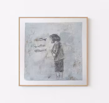 "Hur ska det går för alla fiskarna?" - Monoprint