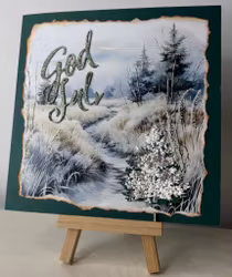 Handgjorda kort av JessieL: God Jul -Vintervitt landskap