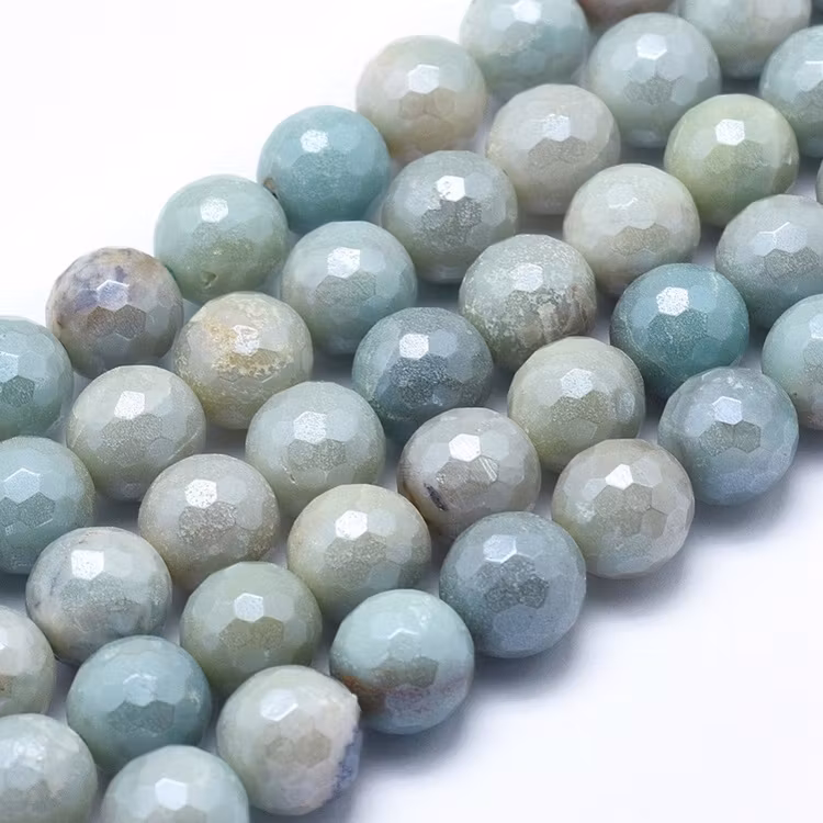 Facetterad amazonite melerad 6 mm, 1 sträng