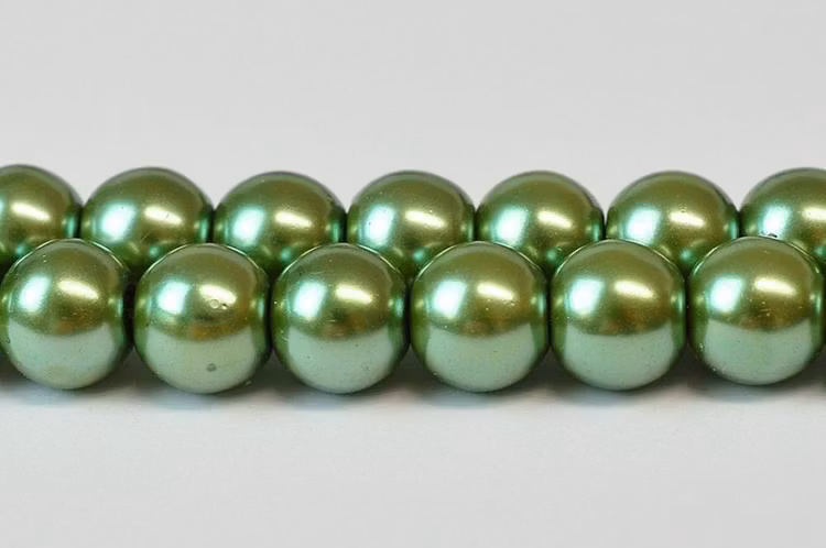 Vaxade glaspärlor 3 mm oliv, 1 sträng