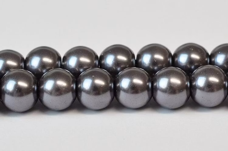 Vaxade glaspärlor 3 mm mörkgrå, 1 sträng