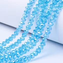 Faceted abacus 6x4 mm turquoise AB, 1 strand