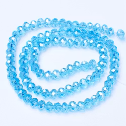 Faceted abacus 6x4 mm turquoise AB, 1 strand