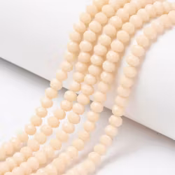 REA: Facetterade abacus 8x6 mm beige, 1 sträng