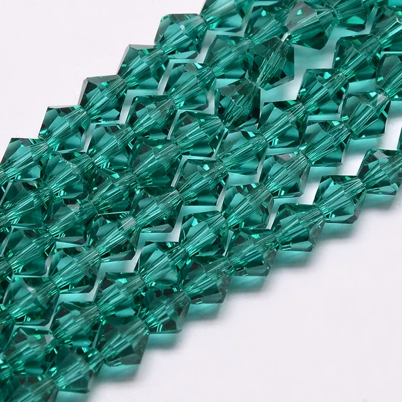 Bicone 6 mm blågrön, 1 sträng