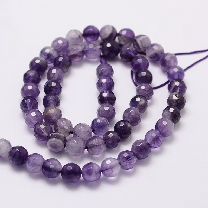 Facetterad ametist 8 mm, 1 sträng