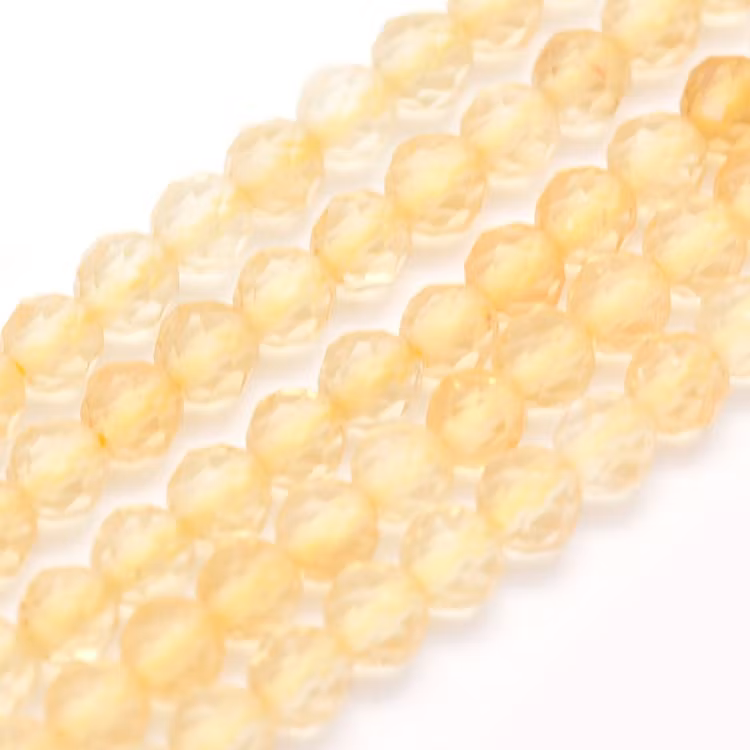 Facetterad citrin 4 mm, 1 sträng