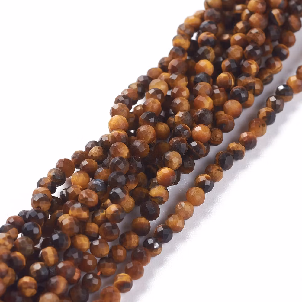 Facetterad tigeröga 3 mm, 1 sträng