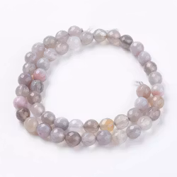 Facetterad agat 6 mm grå, 1 sträng