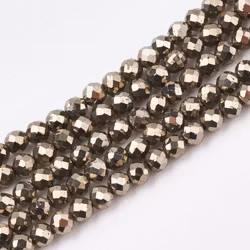 Facetterad pyrit 2 mm, 1 sträng